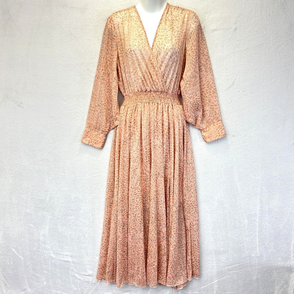 Kate And Lily Sheer Maxi Dress Womens 8 Pink Floral Fairy Whimsical Ethereal